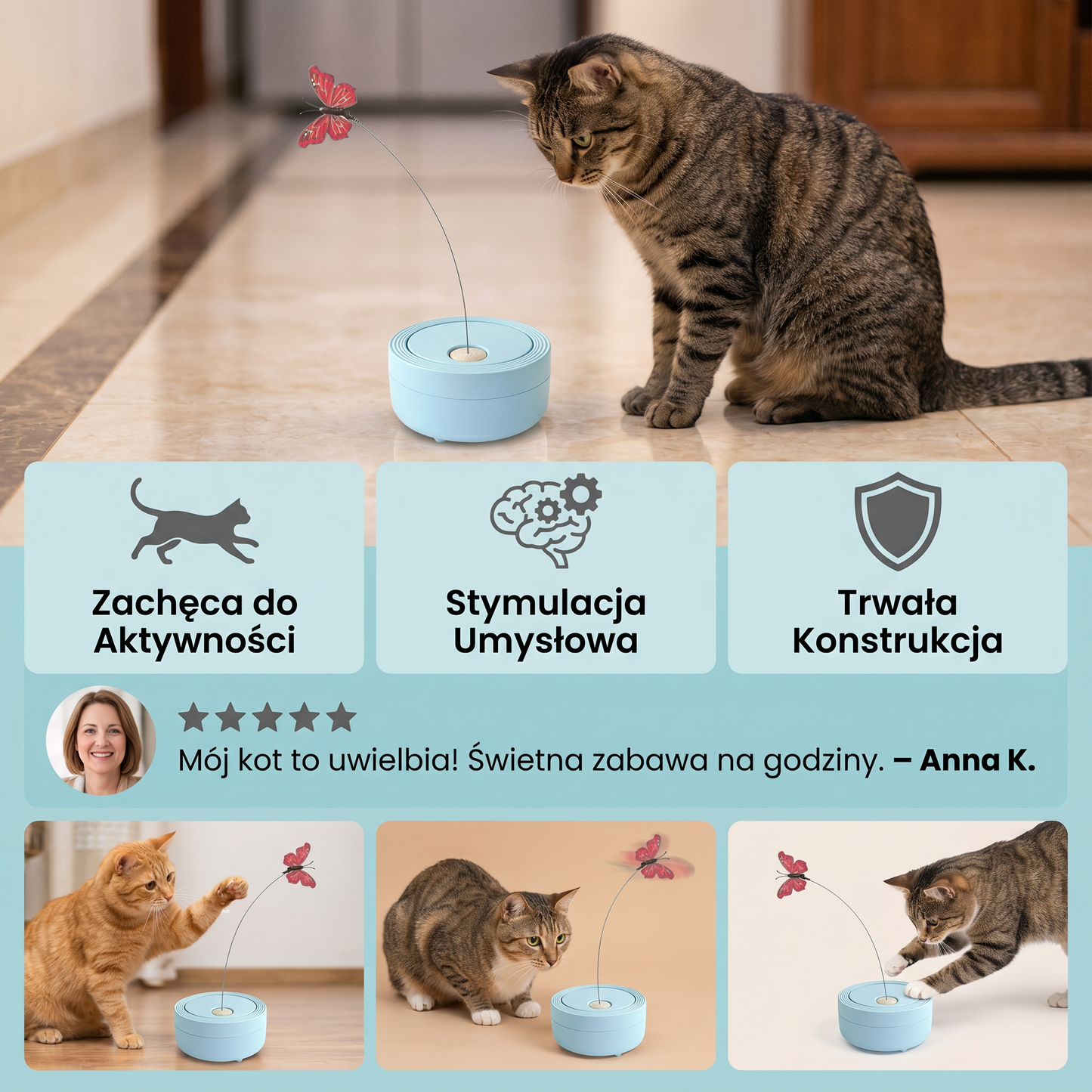 Interaktywna Zabawka dla Kota z Wirującym Motylem