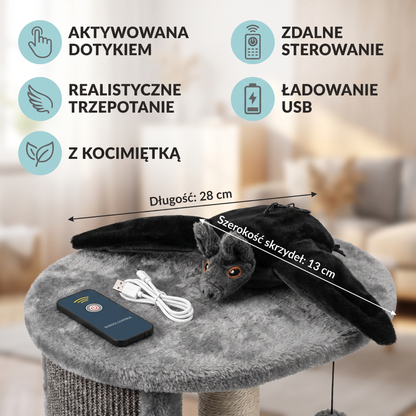 Dotykowo Aktywowana Trzepocząca Zabawka dla Kota w Kształcie Nietoperza z Kocimiętką