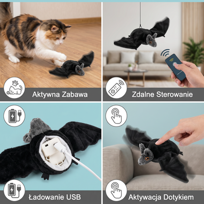 Dotykowo Aktywowana Trzepocząca Zabawka dla Kota w Kształcie Nietoperza z Kocimiętką