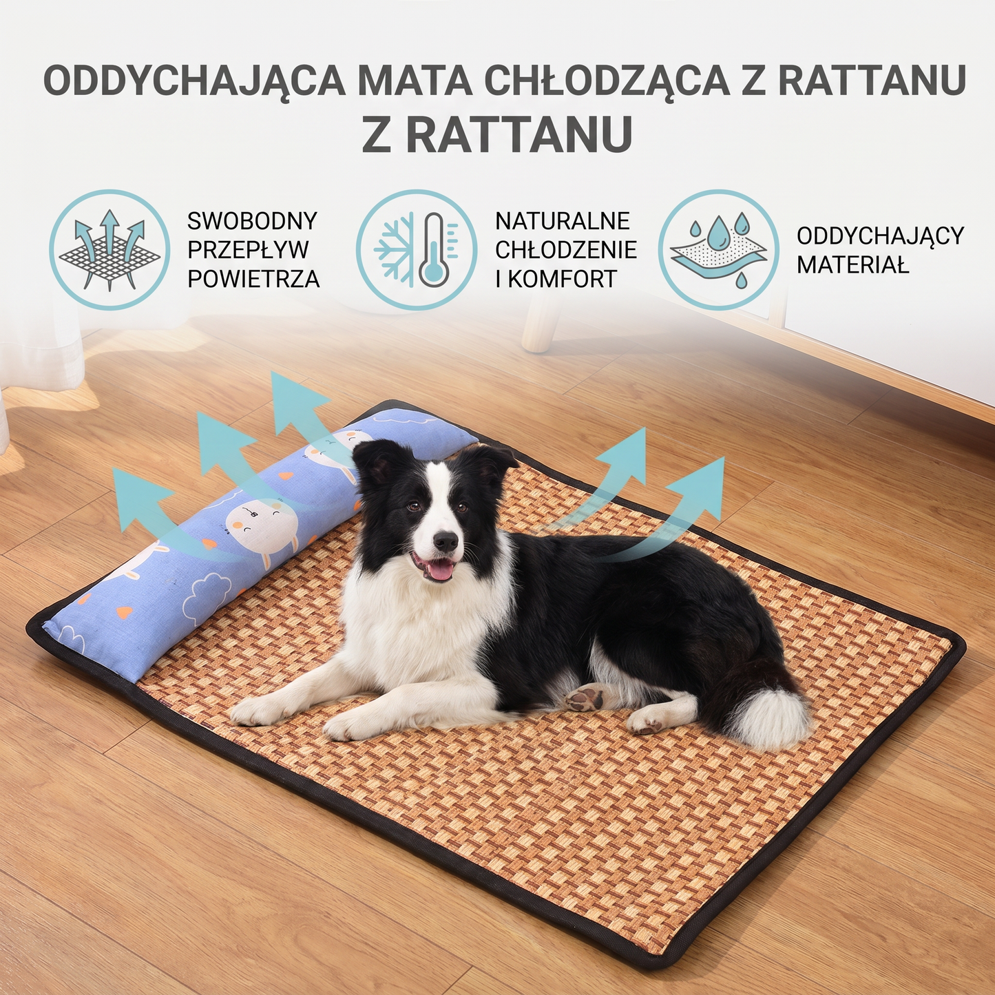 Oddychająca Mata Chłodząca z Rattanu dla Psów