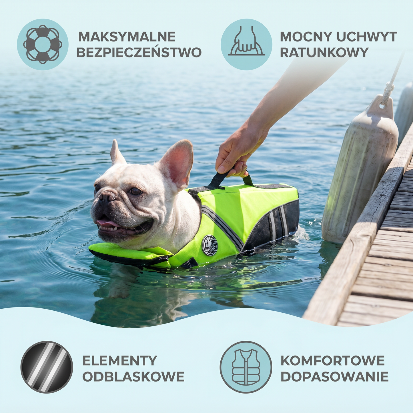 Kamizelka Ratunkowa Dla Psa Z Uchwytem Ratunkowym