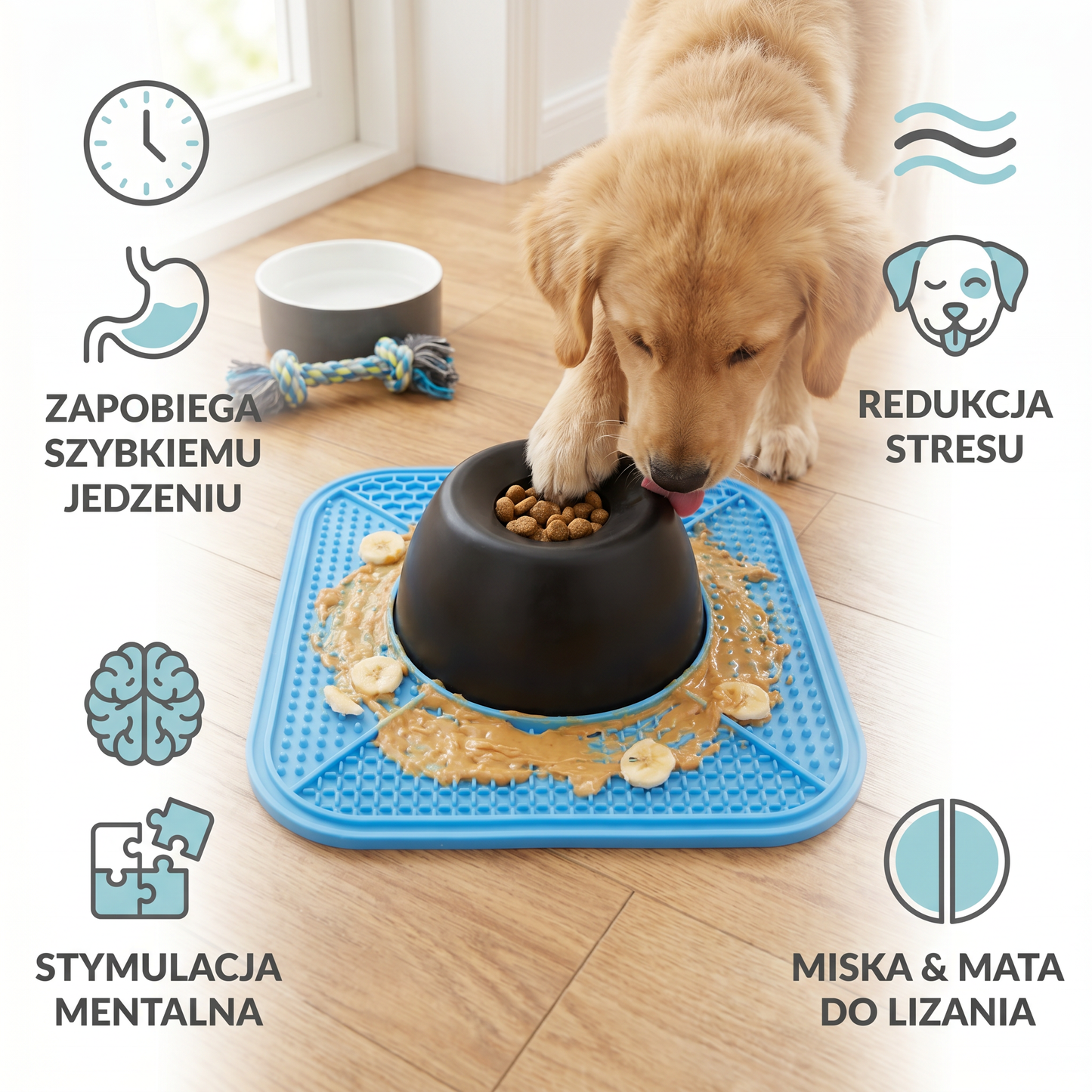 Miska Spowalniająca Jedzenie 2 w 1 z Matą do Lizania