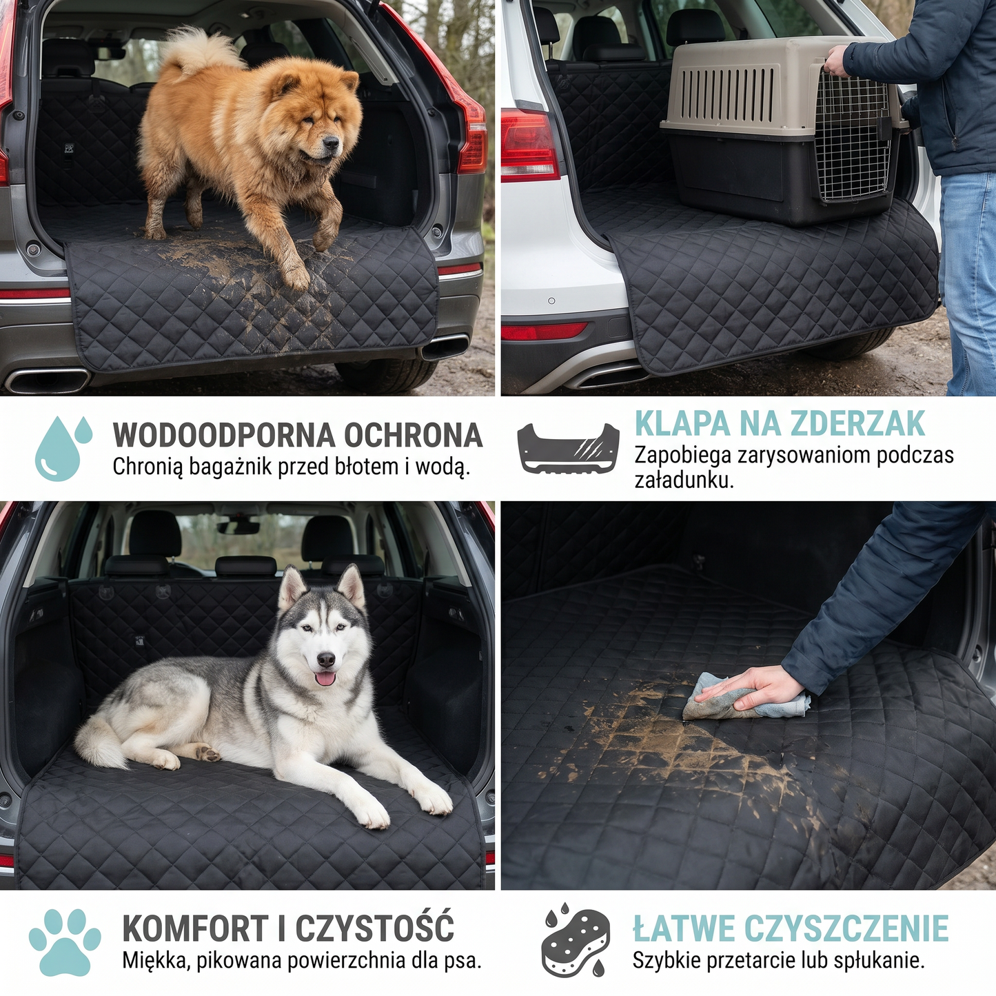 Wodoodporna Mata Do Bagażnika SUV Dla Psa Z Klapą Na Zderzak