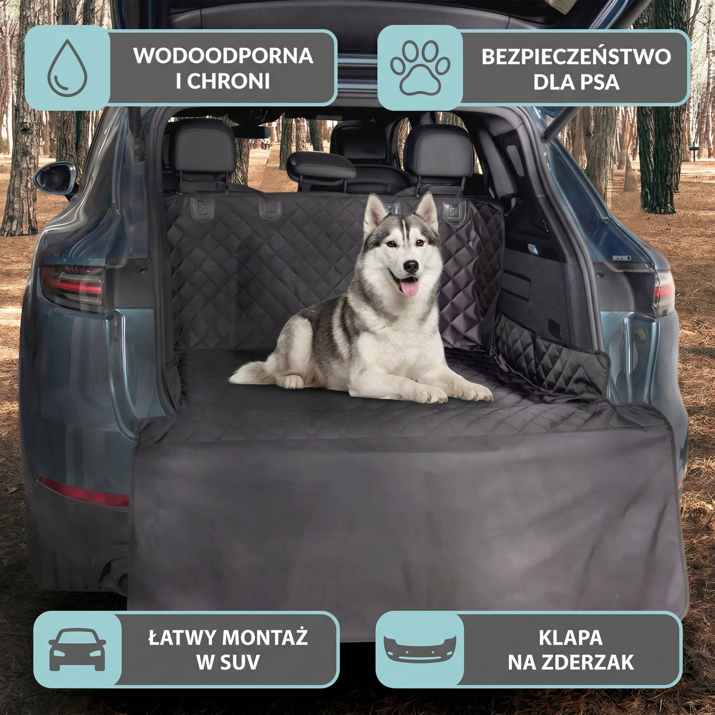 Wodoodporna Mata Do Bagażnika SUV Dla Psa Z Klapą Na Zderzak