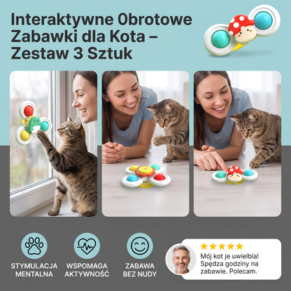 Interaktywne Obrotowe Zabawki dla Kota – Zestaw 3 Sztuk