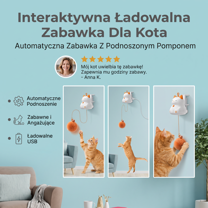 Interaktywna Ładowalna Zabawka Dla Kota – Automatyczna Zabawka Z Podnoszonym Pomponem