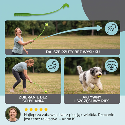 Interaktywna Wyrzutnia Piłki Tenisowej Dla Psów – Apporter Z Długim Uchwytem