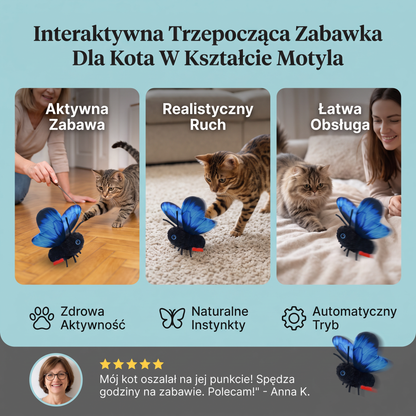 Interaktywna Trzepocząca Zabawka Dla Kota W Kształcie Motyla – Automatyczny Latający Teaser