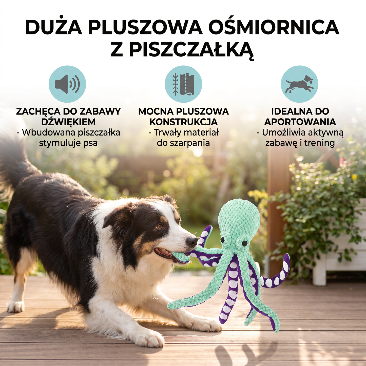 Duża Pluszowa Zabawka Dla Psa Ośmiornica Z Piszczałką