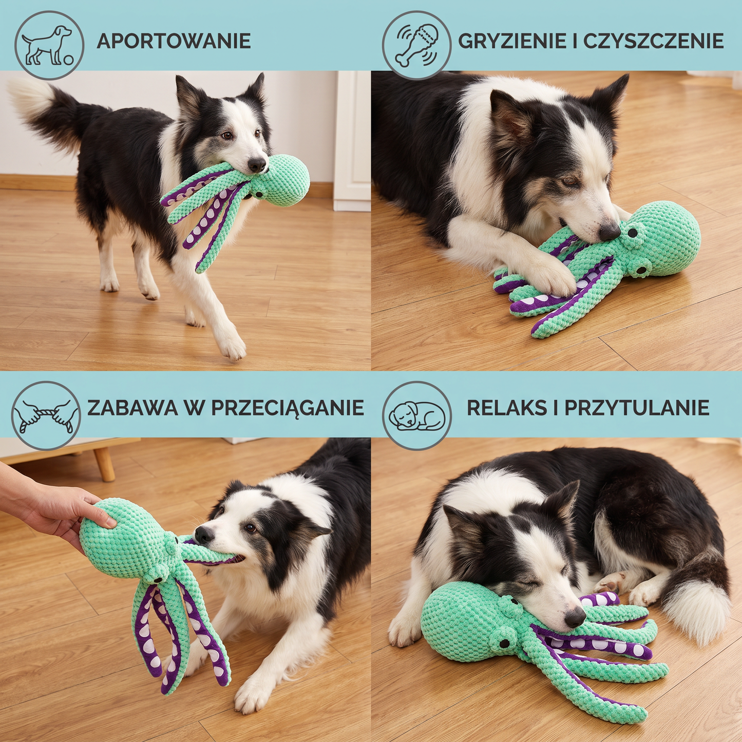 Duża Pluszowa Zabawka Dla Psa Ośmiornica Z Piszczałką