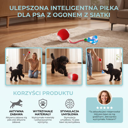 Ulepszona Inteligentna Piłka Dla Psa Z Ogonem Z Siatki – Wytrzymała Interaktywna Zabawka