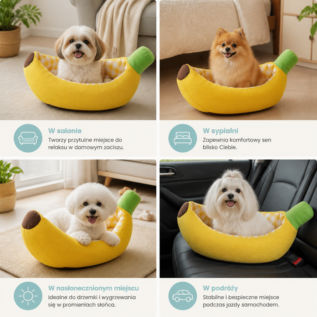 Bananowe Przytulne Legowisko dla Psów