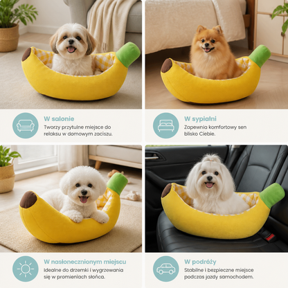 Bananowe Przytulne Legowisko dla Psów