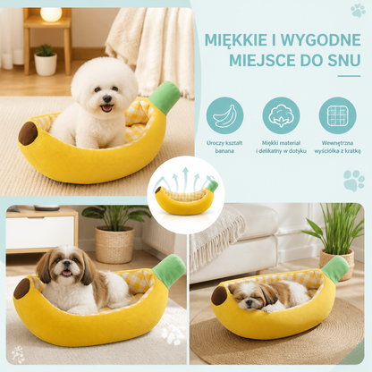 Bananowe Przytulne Legowisko dla Psów