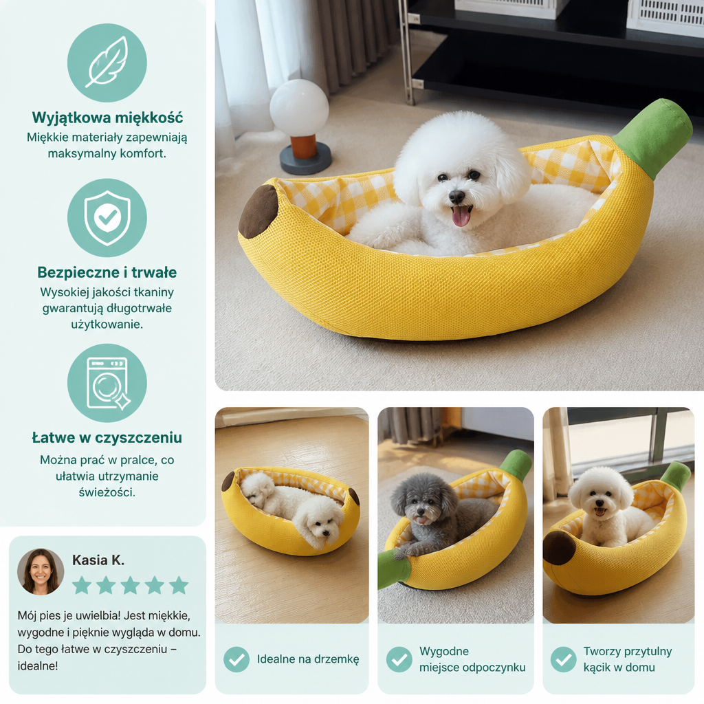 Bananowe Przytulne Legowisko dla Psów