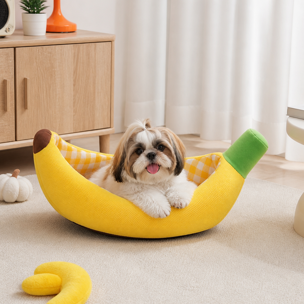 Bananowe Przytulne Legowisko dla Psów
