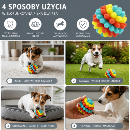 Kolorowa Piłka Do Gryzienia Dla Psa Z Wypustkami