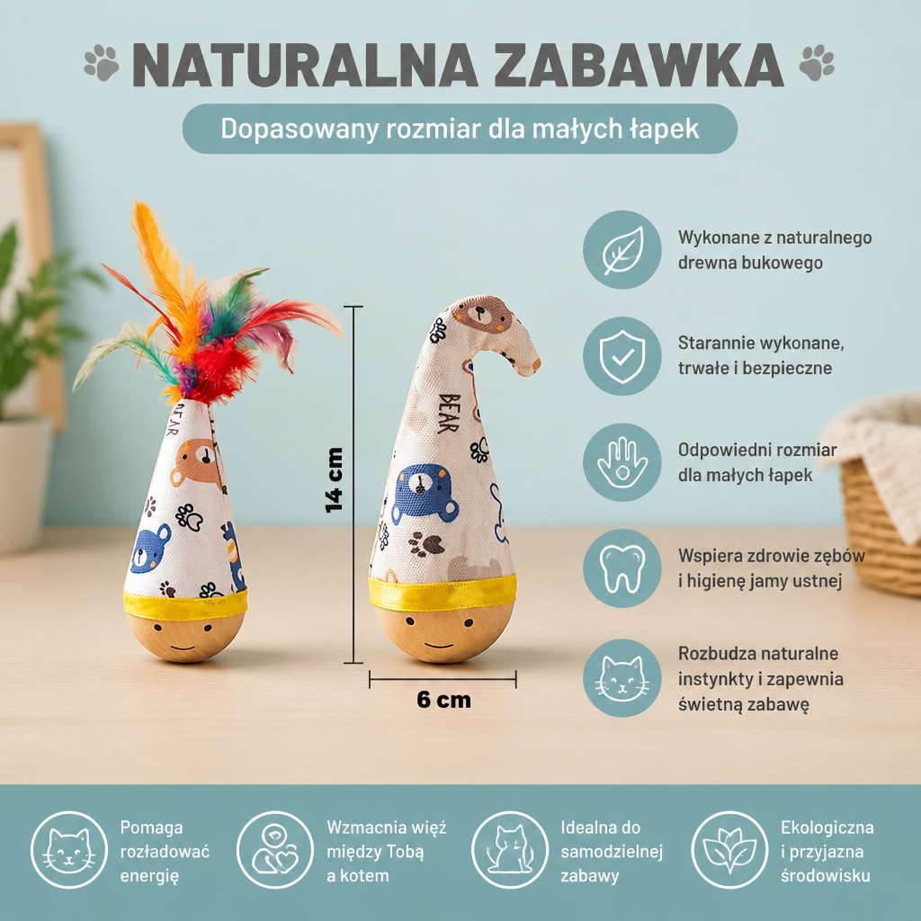 Naturalna Drewniana Zabawka Wańka-Wstańka z Drewna Bukowego