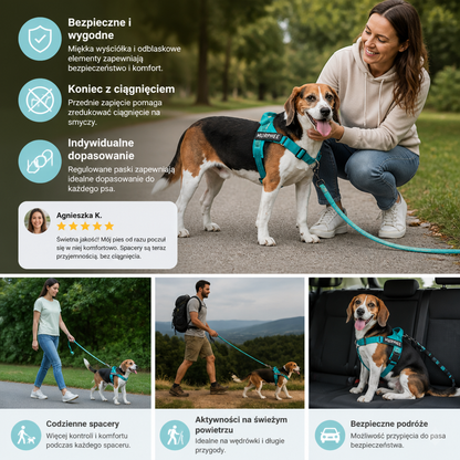Spersonalizowane odblaskowe szelki dla psa No-Pull z personalizowaną naszywką z imieniem