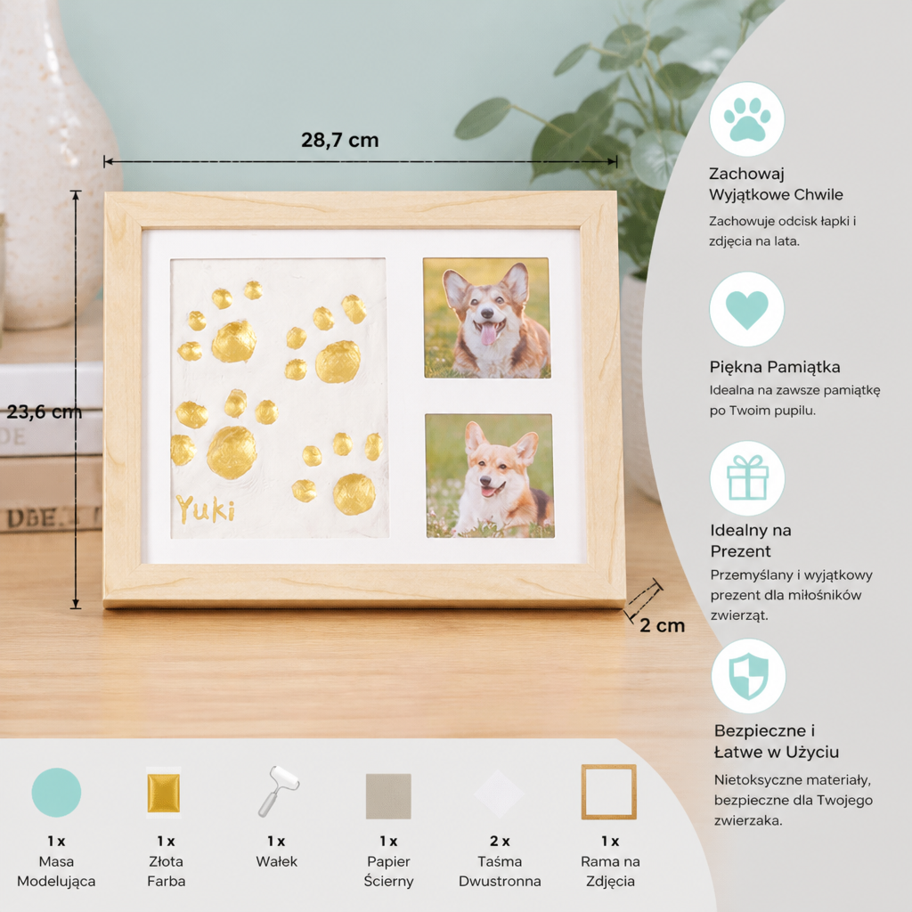 Zestaw DIY z Ramką na Odcisk Łapy Zwierzaka – Odcisk Łapy i Ekspozycja Zdjęć