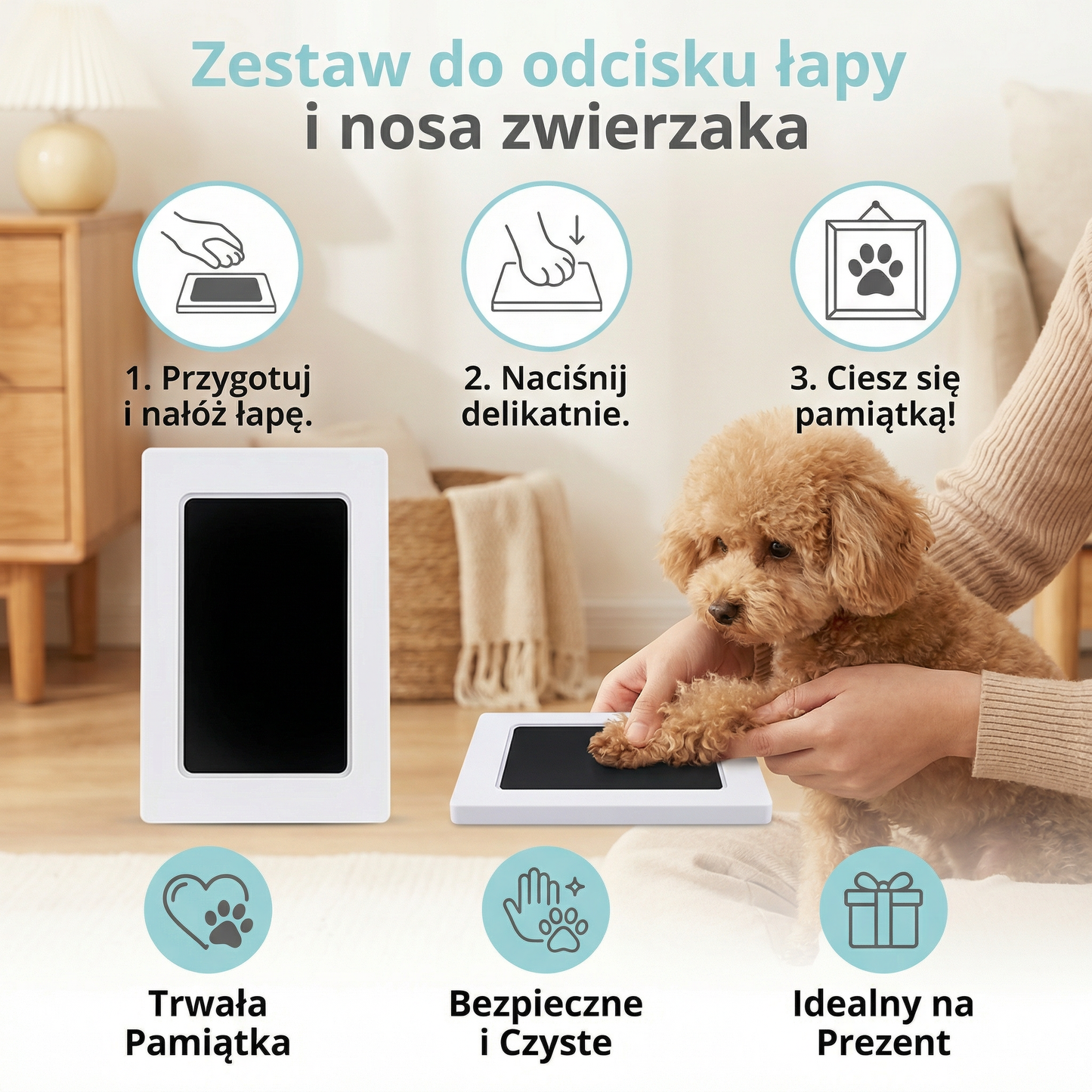 Zestaw do odcisku łapy i nosa zwierzaka – zestaw DIY pamiątka dla psów