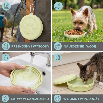 Wielofunkcyjny pojemnik na jedzenie dla zwierząt – Przenośna miska 2-w-1 na jedzenie i wodę do zabrania w podróż
