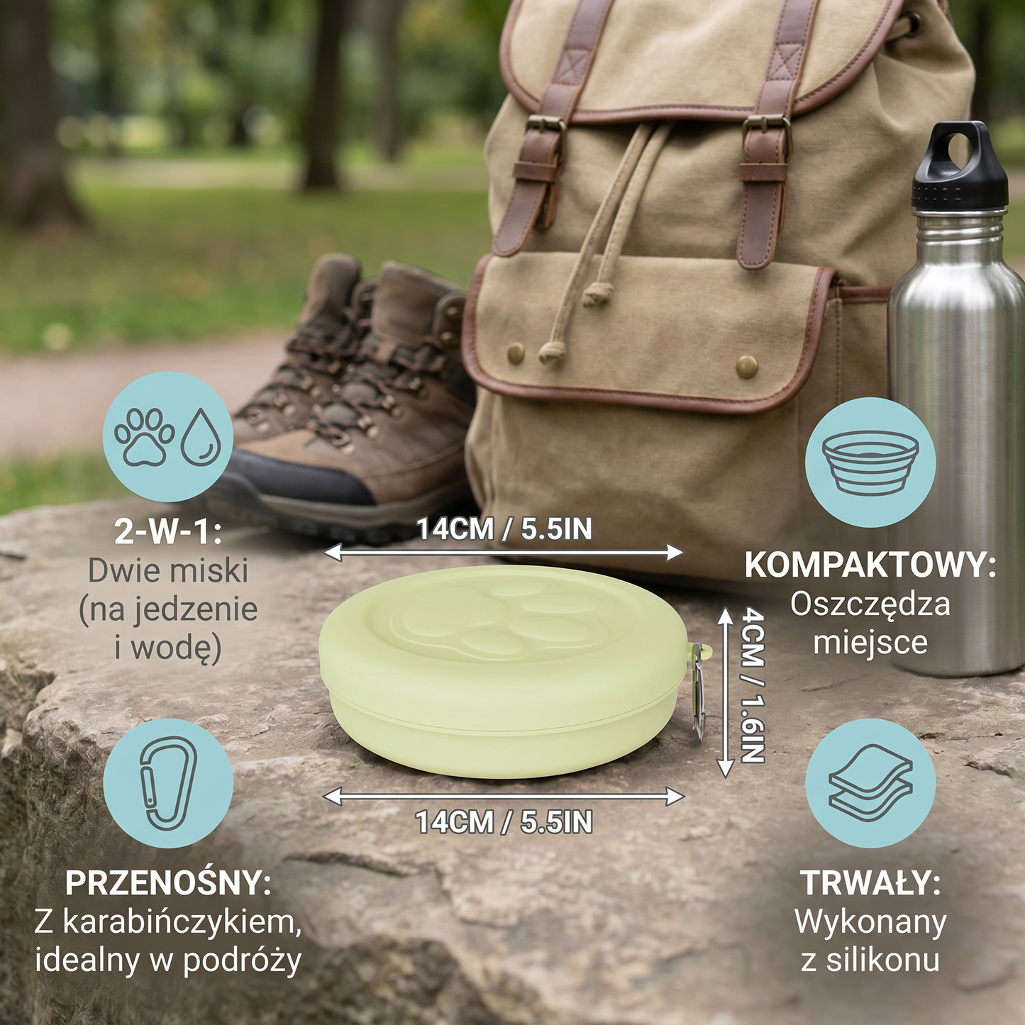Wielofunkcyjny pojemnik na jedzenie dla zwierząt – Przenośna miska 2-w-1 na jedzenie i wodę do zabrania w podróż