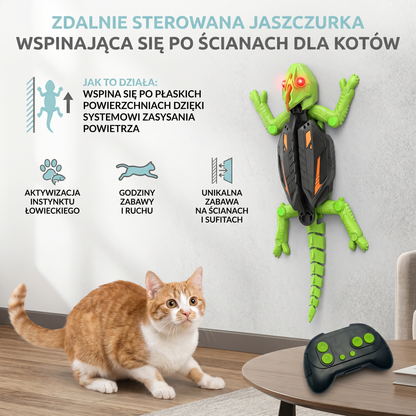 Zdalnie sterowana zabawka w kształcie jaszczurki wspinająca się po ścianach dla kotów
