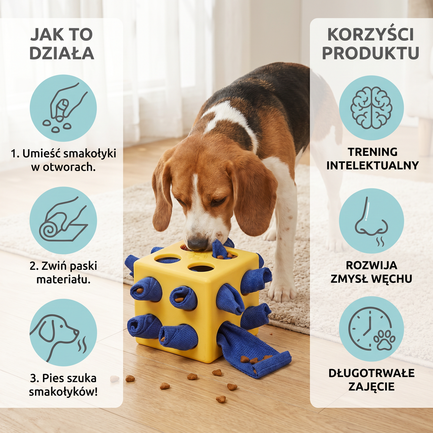 Zabawka węchowa dla psów – Wytrzymała zabawka intelektualna do zajęcia i poszukiwania smakołyków