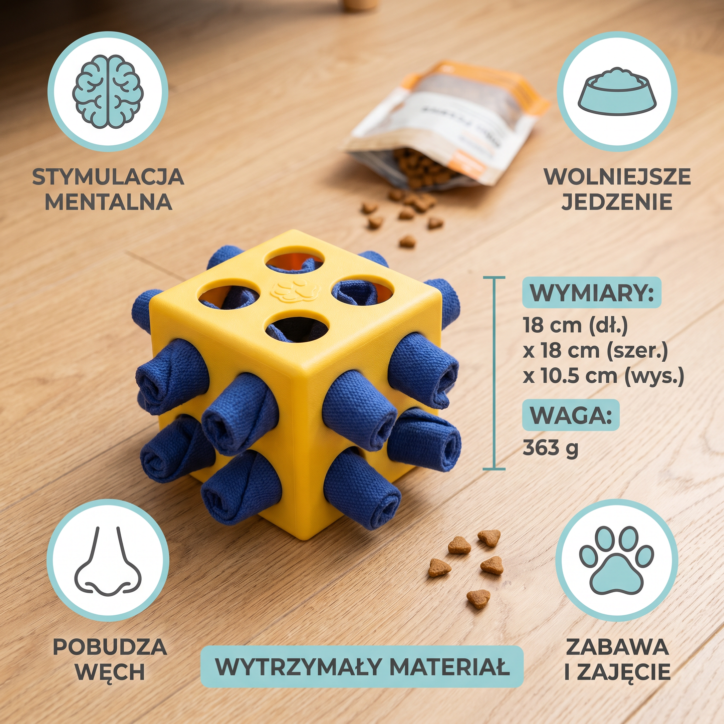 Zabawka węchowa dla psów – Wytrzymała zabawka intelektualna do zajęcia i poszukiwania smakołyków