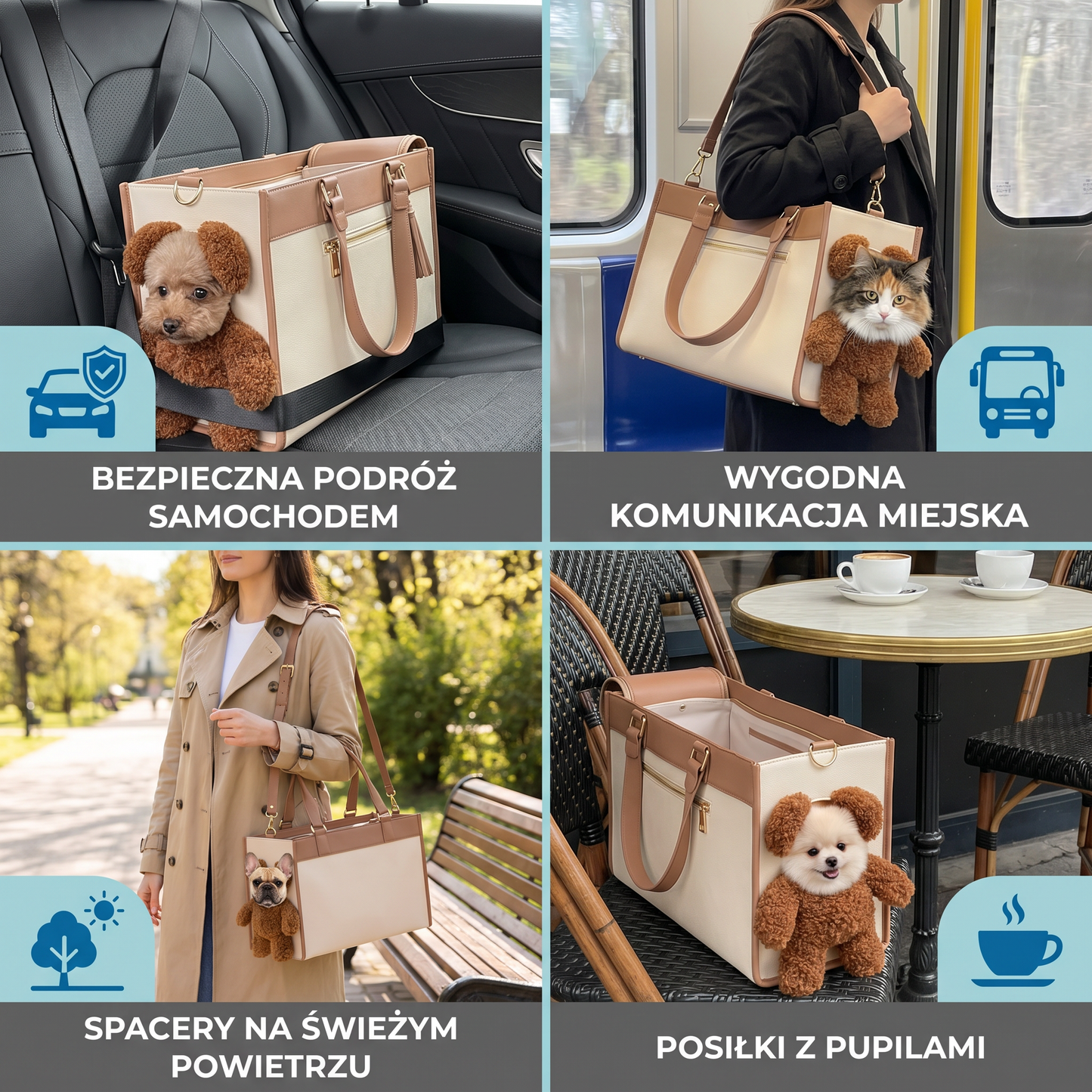 Torba transportowa dla zwierząt z okienkiem w kształcie misia
