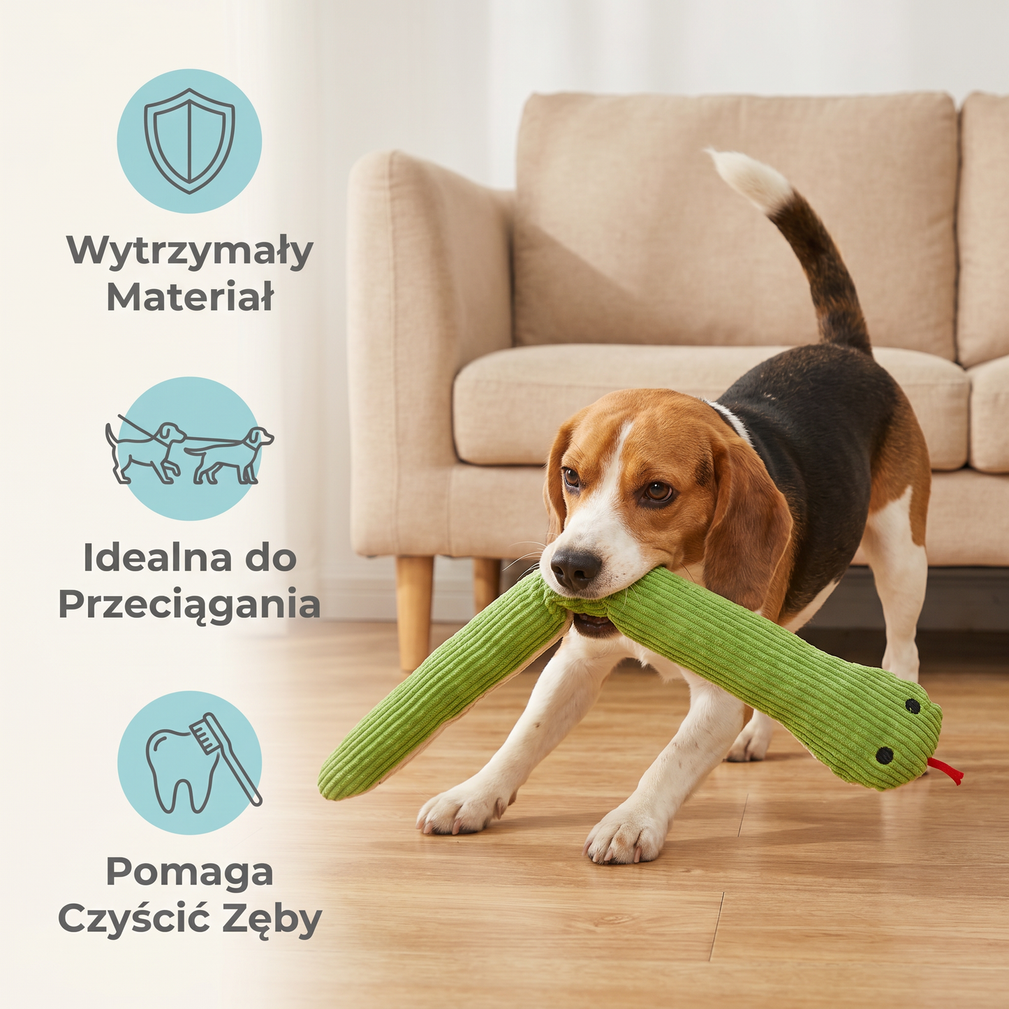 Wytrzymała pluszowa zabawka w kształcie węża dla psa