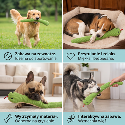 Wytrzymała pluszowa zabawka w kształcie węża dla psa
