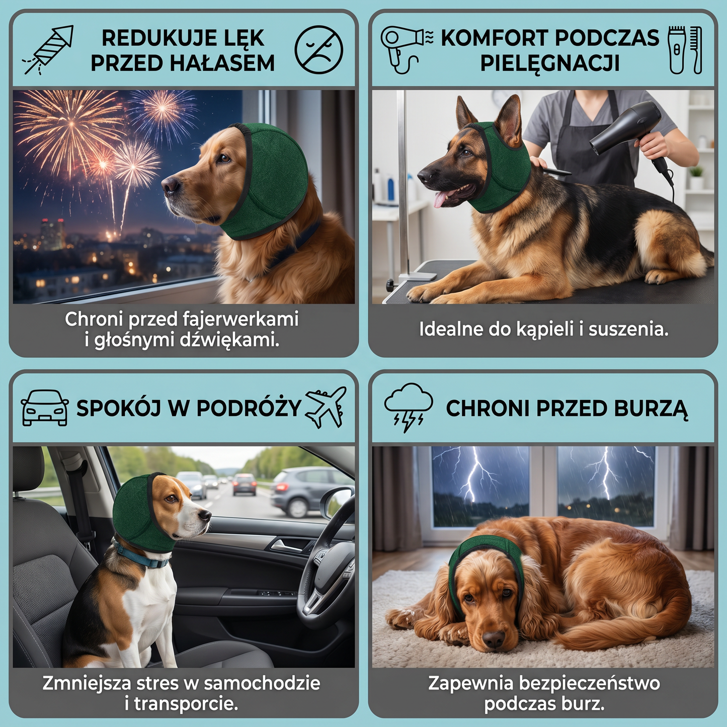 Ochronne nauszniki dla psa – redukujące hałas i zmniejszające lęk