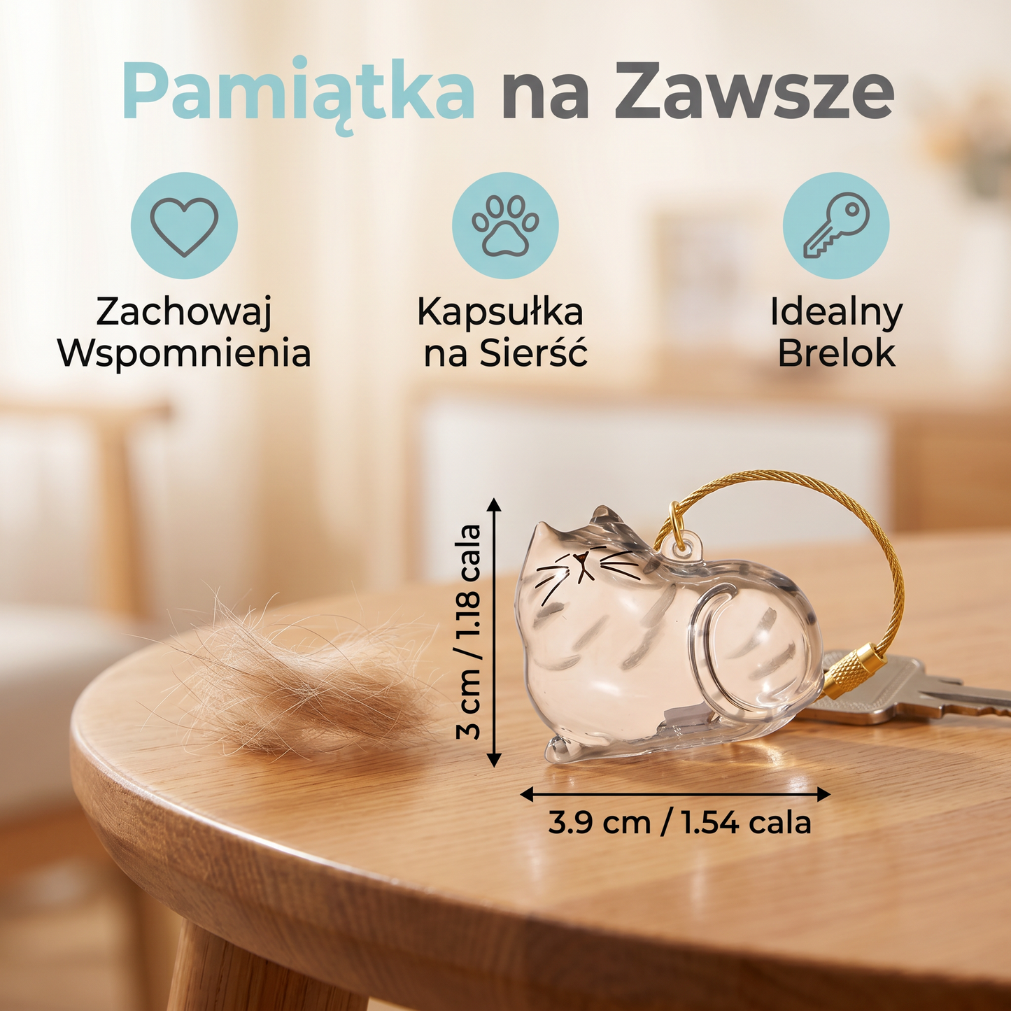 Urocza Przezroczysta Kapsułka z Kocim Włosem jako Brelok i Pamiątka