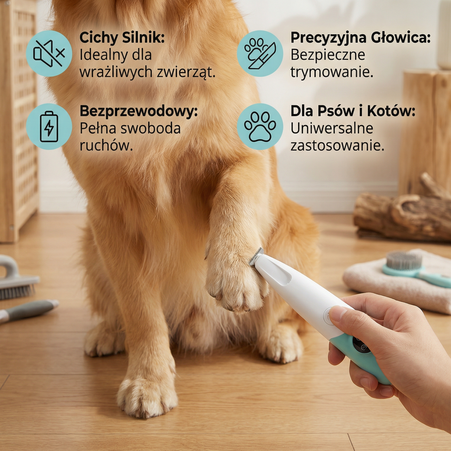 Trymer do Łapek dla Zwierząt – Cichy Bezprzewodowy Trymer do Pielęgnacji dla Psów i Kotów