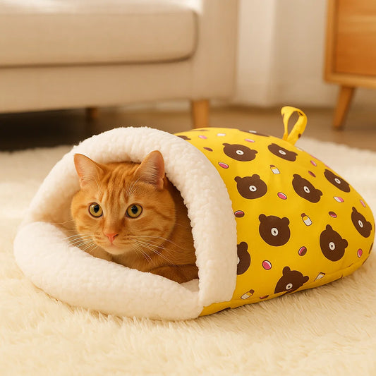 Przytulny koci śpiwór legowisko