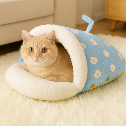 Przytulny koci śpiwór legowisko