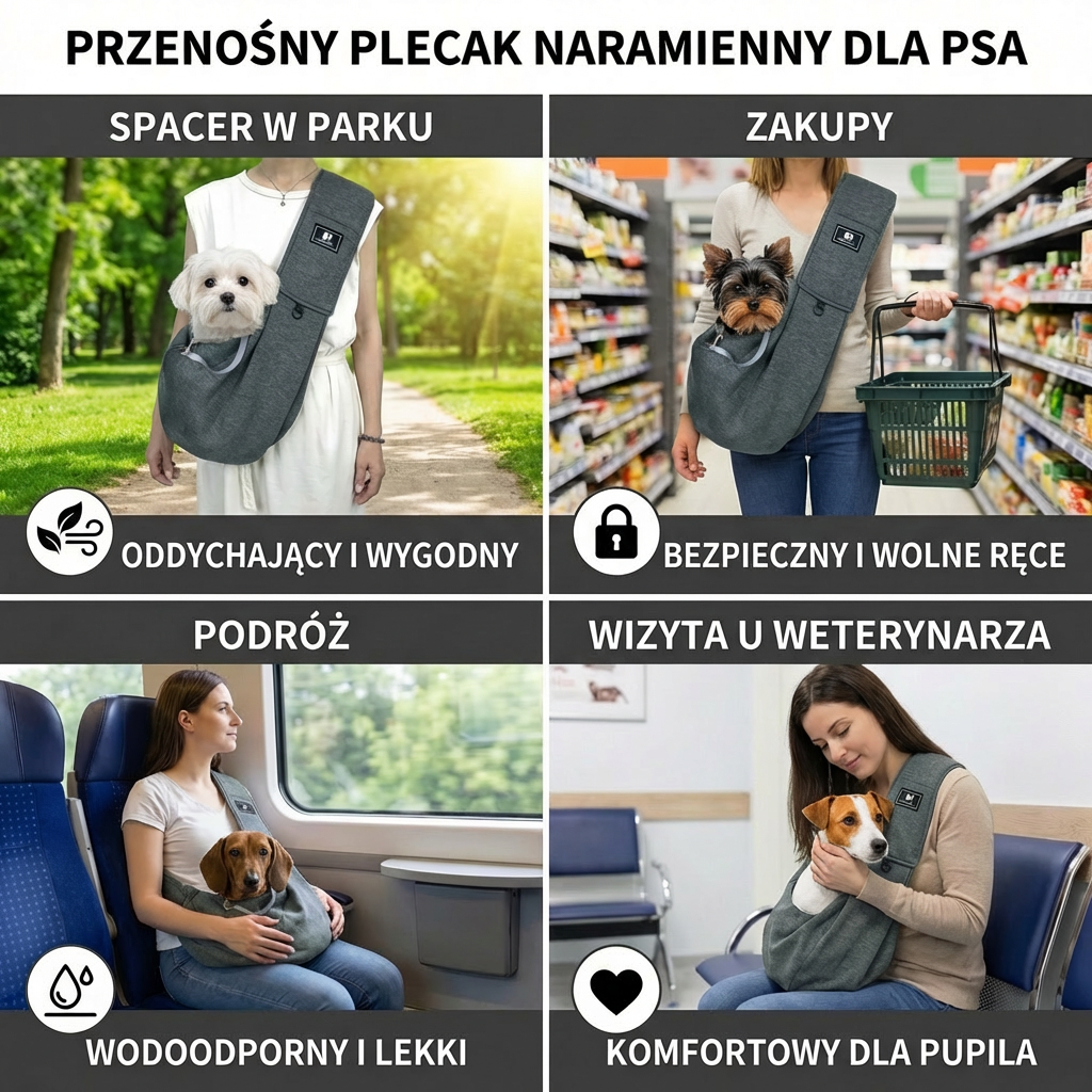 Przenośny plecak naramienny dla psa – oddychający, wodoodporny i bezpieczny