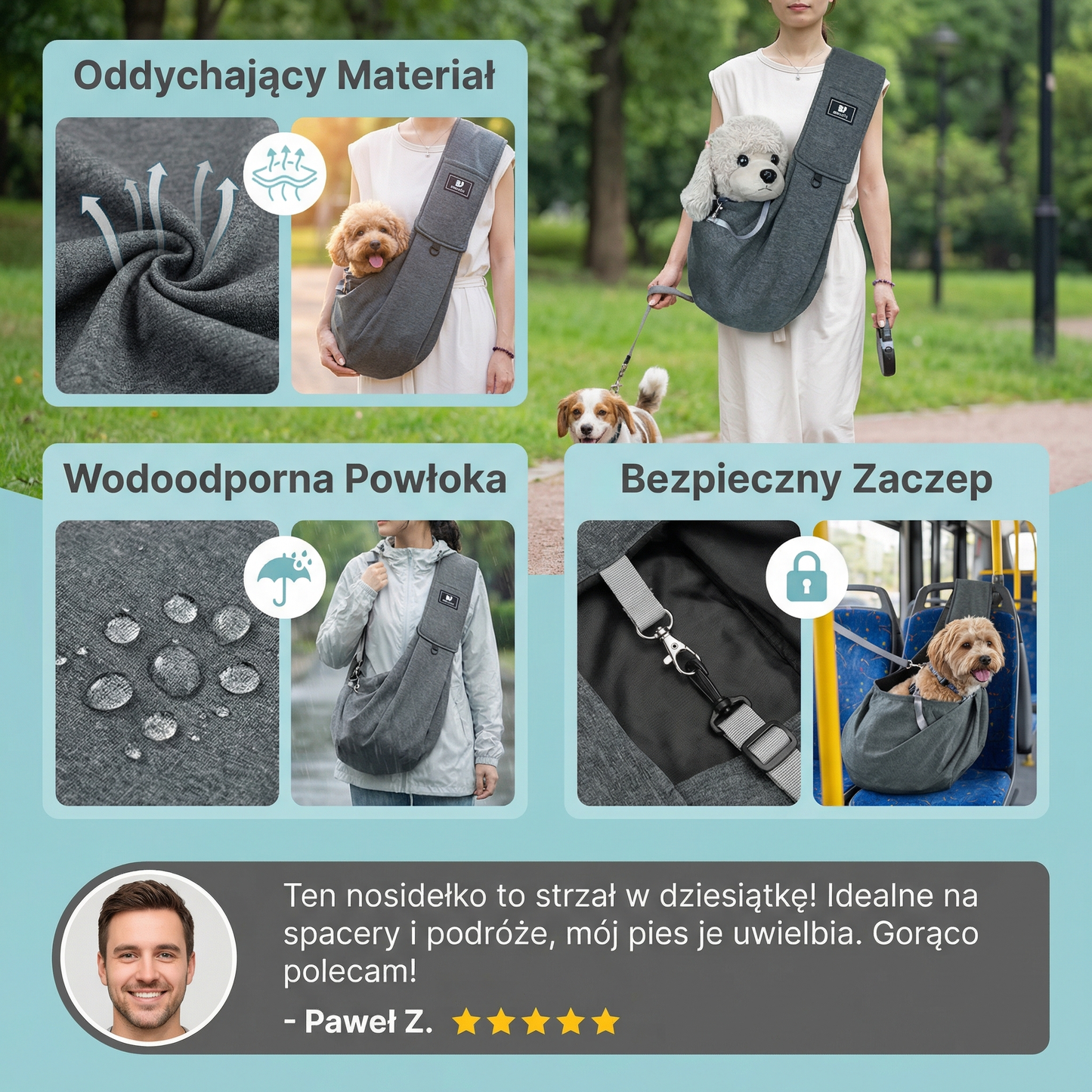 Przenośny plecak naramienny dla psa – oddychający, wodoodporny i bezpieczny