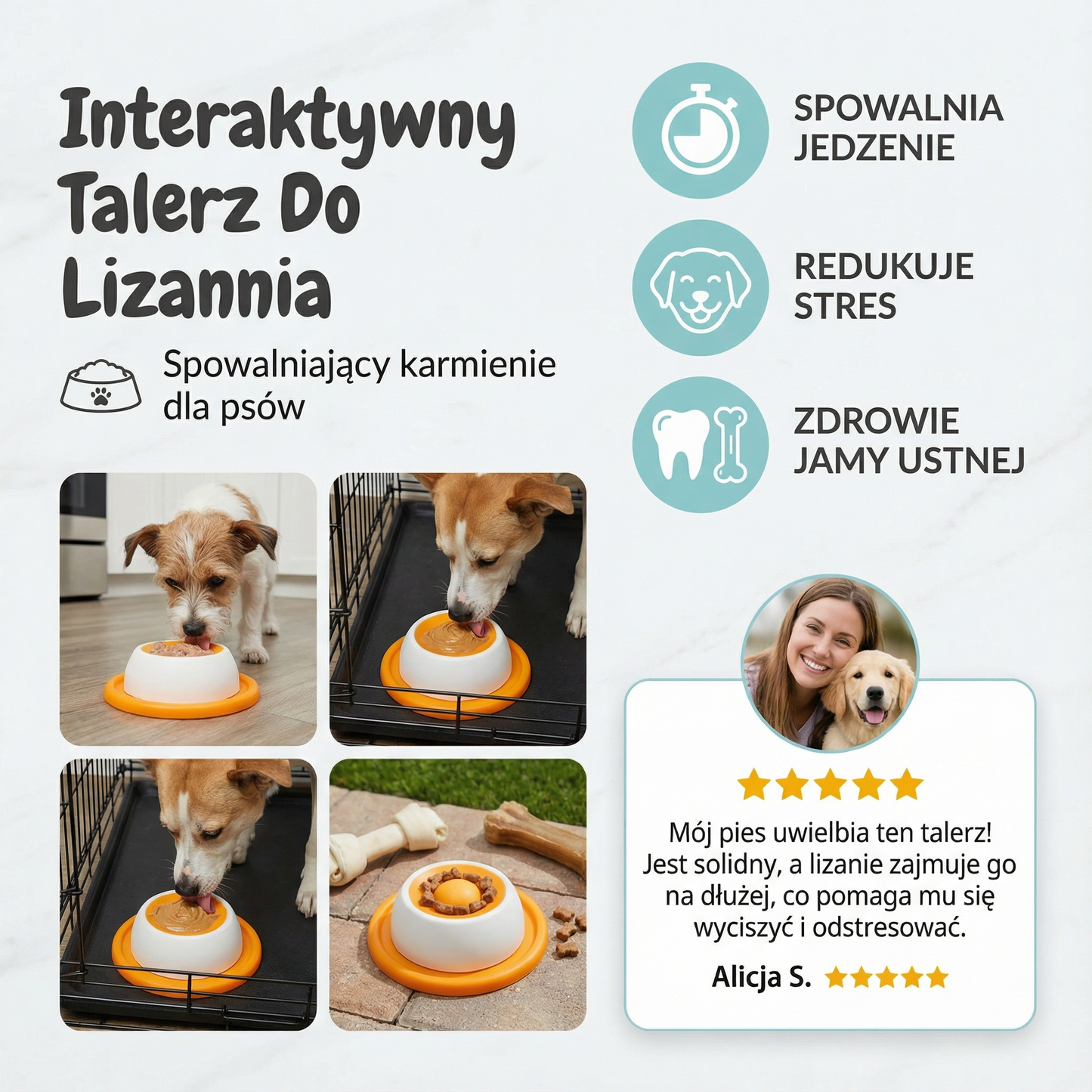 Interaktywny talerz do lizania z przysmakami – spowalniający karmienie dla psów