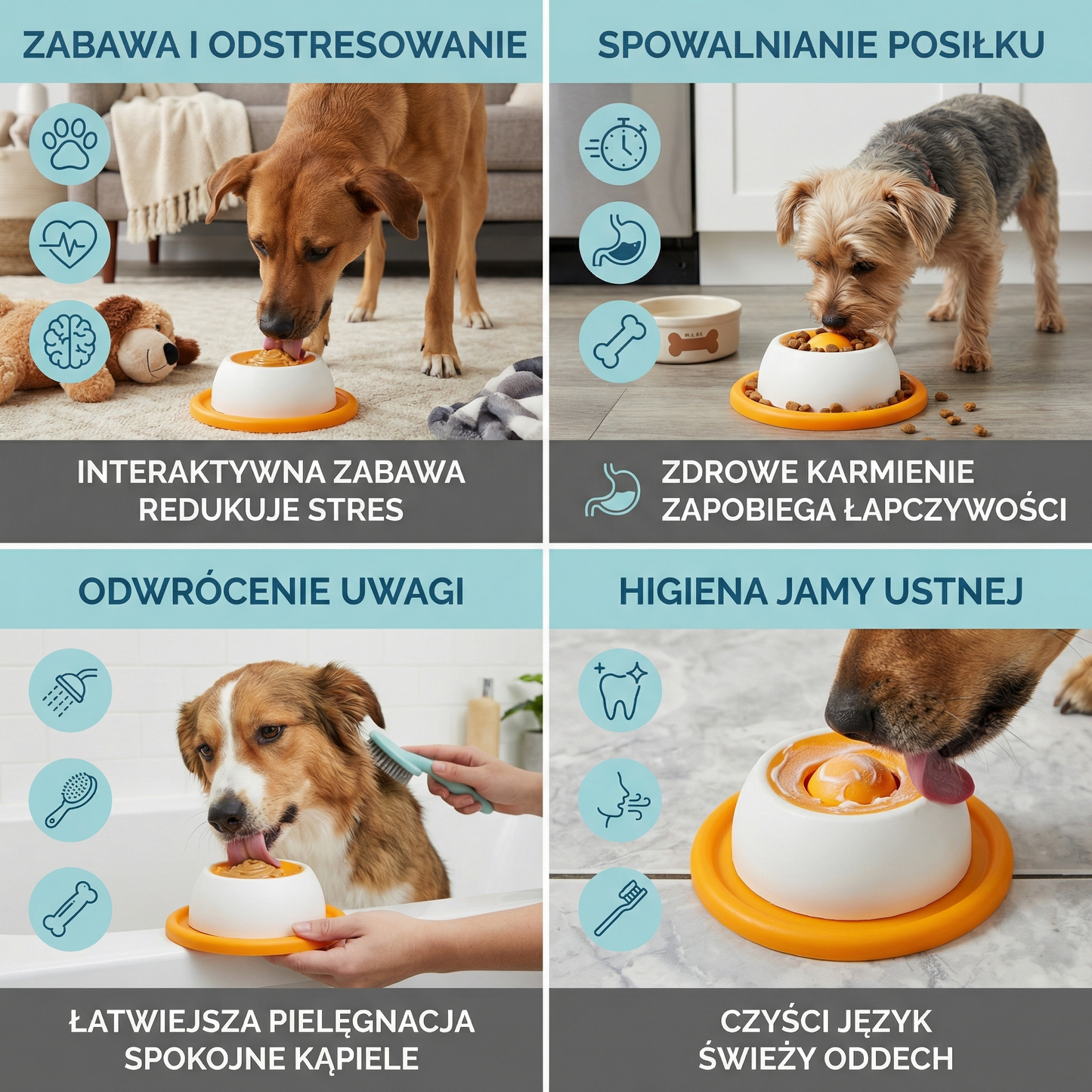 Interaktywny talerz do lizania z przysmakami – spowalniający karmienie dla psów