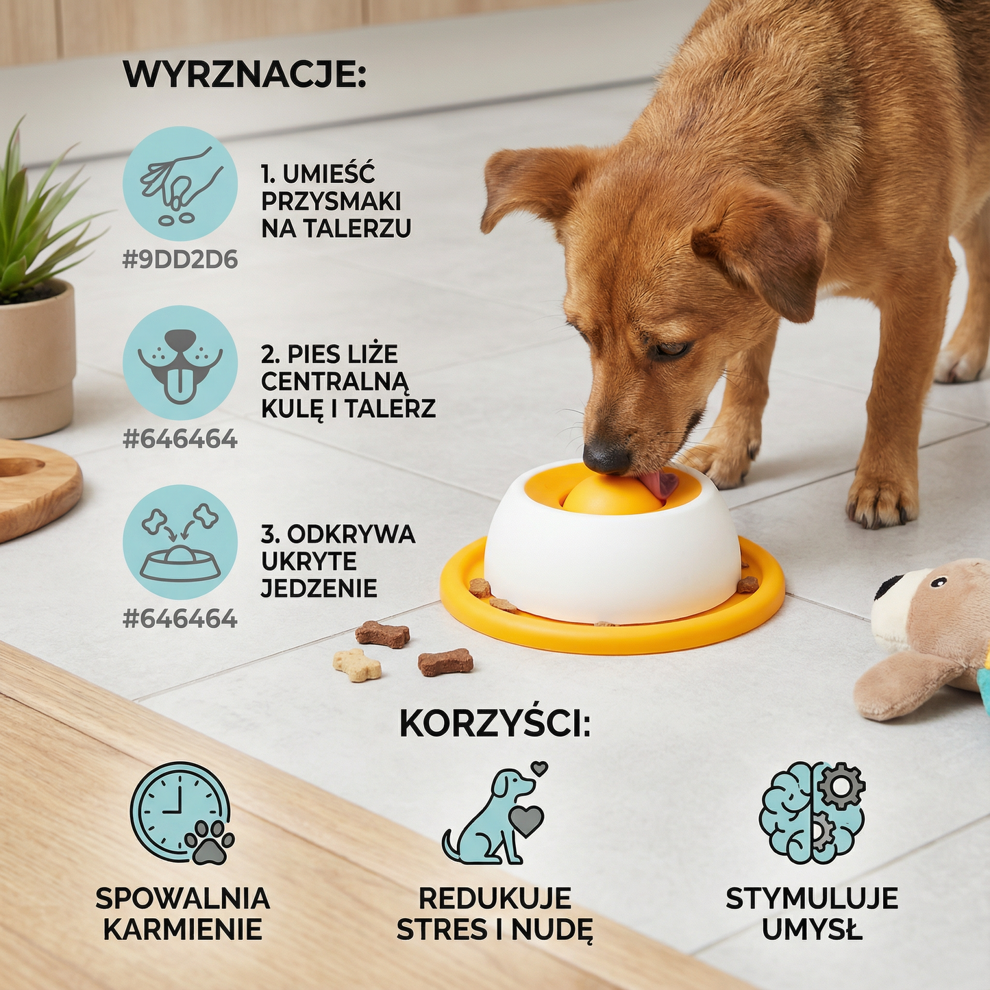 Interaktywny talerz do lizania z przysmakami – spowalniający karmienie dla psów