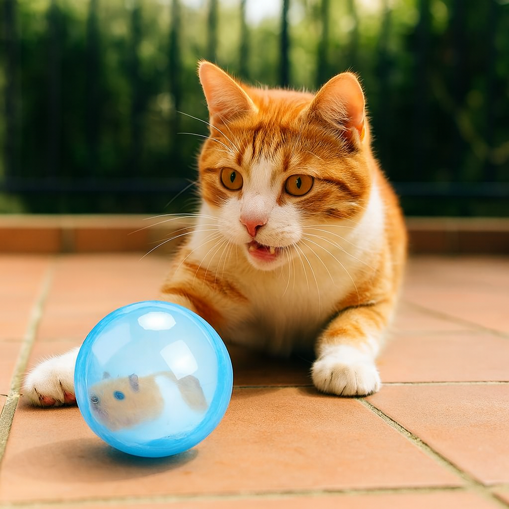 Toczący się chomik zabawka dla kota