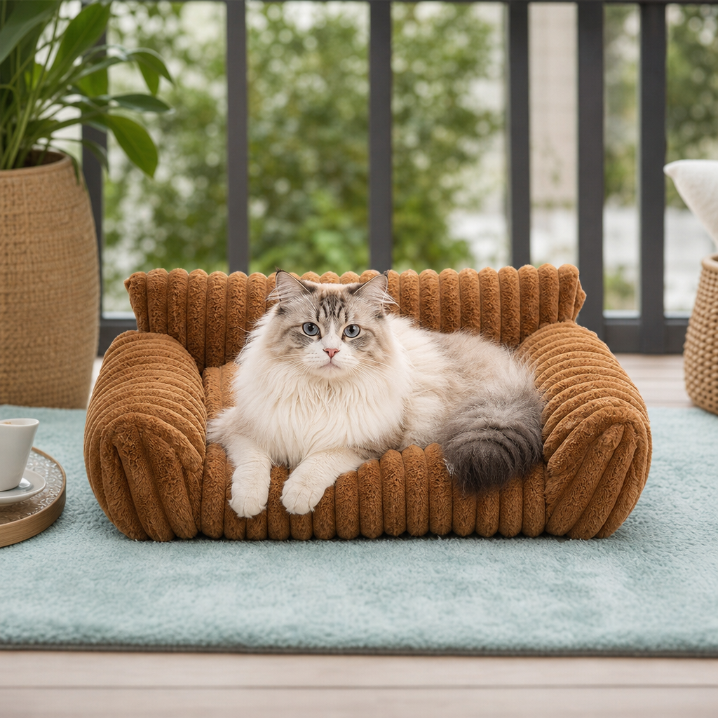 Puszysta Sofa-Chmurka dla Zwierząt z Miękkimi Bokami i Zdejmowanym Pokrowcem