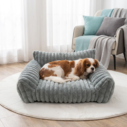 Puszysta Sofa-Chmurka dla Zwierząt z Miękkimi Bokami i Zdejmowanym Pokrowcem