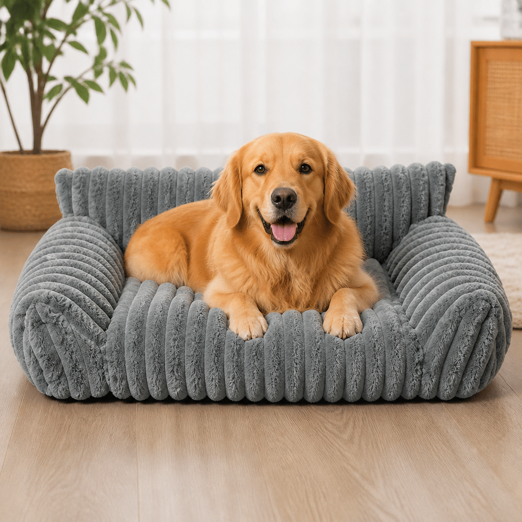 Puszysta Sofa-Chmurka dla Zwierząt z Miękkimi Bokami i Zdejmowanym Pokrowcem