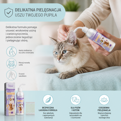 Delikatny Czyścik Do Uszu Dla Zwierząt – Bezzapachowa Formuła Dla Psów I Kotów