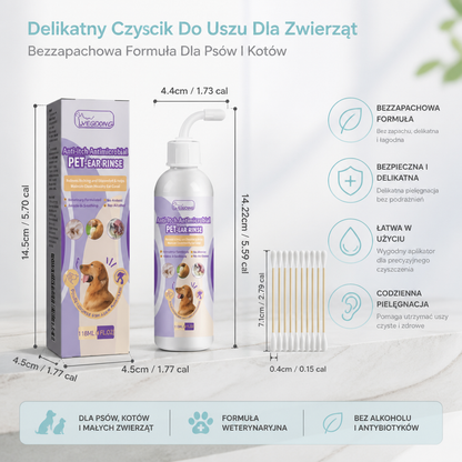 Delikatny Czyścik Do Uszu Dla Zwierząt – Bezzapachowa Formuła Dla Psów I Kotów
