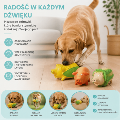Wytrzymała Piszcząca Lateksowa Zabawka Dla Psa W Kształcie Zwierząt Gospodarskich